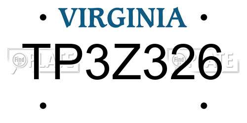 TP3Z326 Virginia License Plate