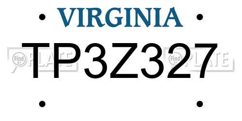 TP3Z327 Virginia License Plate