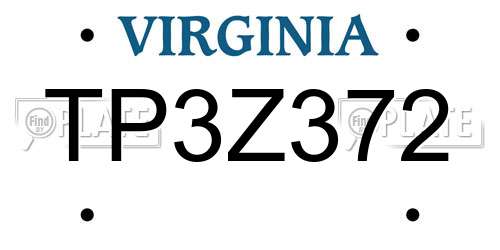 TP3Z372 Virginia License Plate
