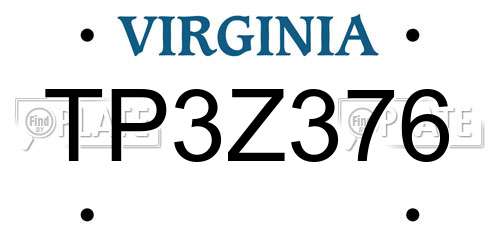 TP3Z376 Virginia License Plate
