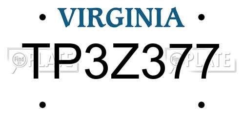 TP3Z377 Virginia License Plate