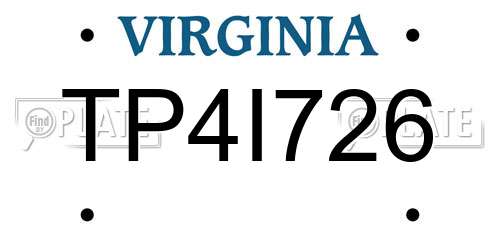 TP4I726 Virginia License Plate