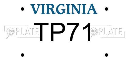 TP71 Virginia License Plate