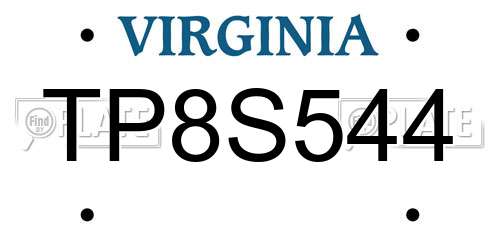 TP8S544 Virginia License Plate
