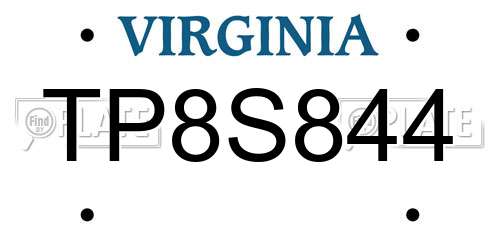 TP8S844 Virginia License Plate