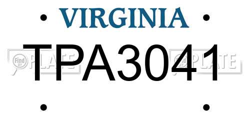 TPA3041 Virginia License Plate