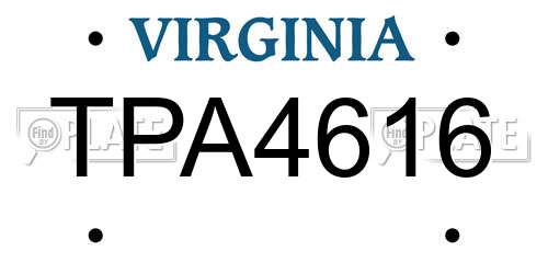 TPA4616 Virginia License Plate