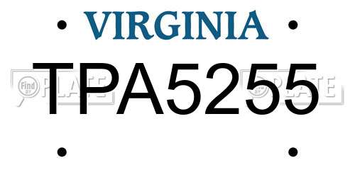 TPA5255 Virginia License Plate