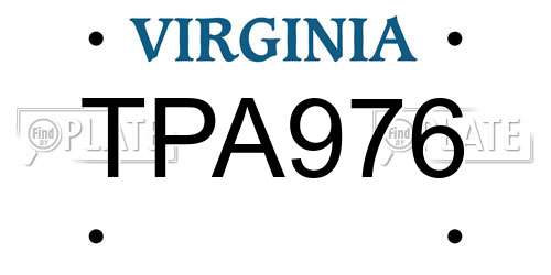 TPA976 Virginia License Plate