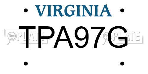 TPA97G Virginia License Plate
