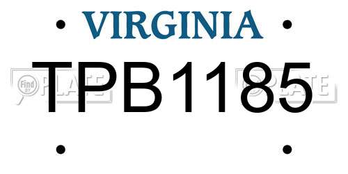 TPB1185 Virginia License Plate