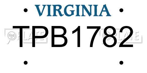 TPB1782 Virginia License Plate