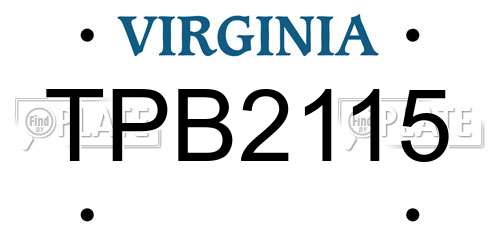 TPB2115 Virginia License Plate