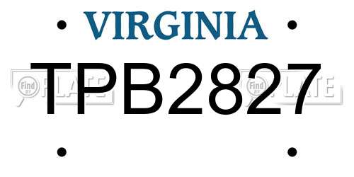 TPB2827 Virginia License Plate