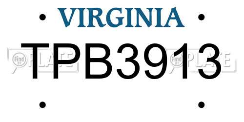 TPB3913 Virginia License Plate