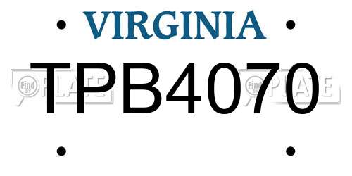 TPB4070 Virginia License Plate