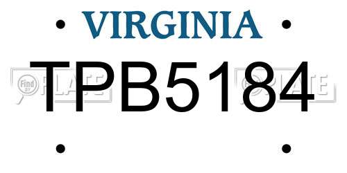 TPB5184 Virginia License Plate