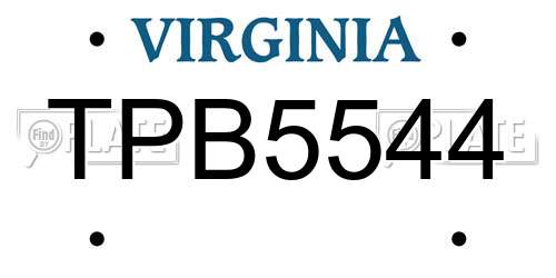 TPB5544 Virginia License Plate