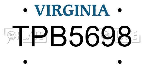 TPB5698 Virginia License Plate