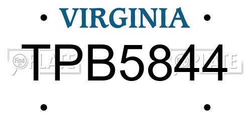 TPB5844 Virginia License Plate