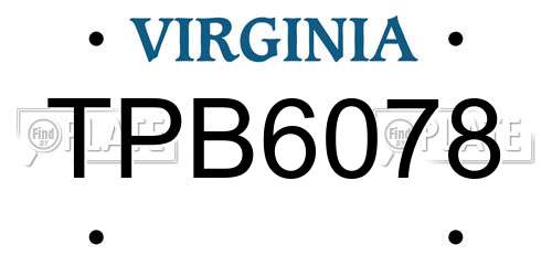 TPB6078 Virginia License Plate