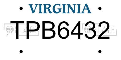 TPB6432 Virginia License Plate