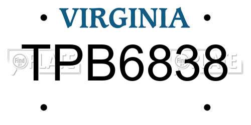 TPB6838 Virginia License Plate