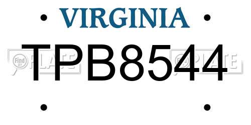 TPB8544 Virginia License Plate