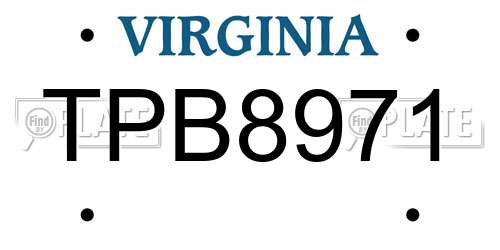 TPB8971 Virginia License Plate