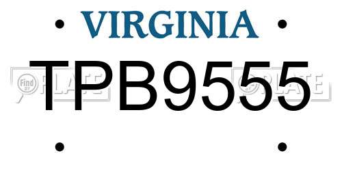 TPB9555 Virginia License Plate