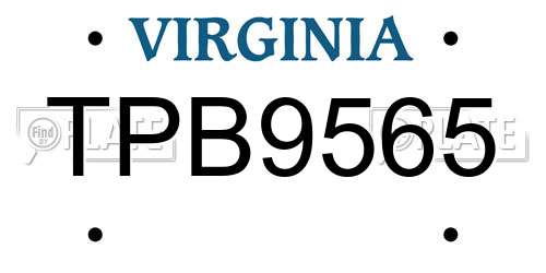 TPB9565 Virginia License Plate