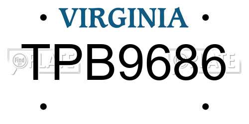 TPB9686 Virginia License Plate
