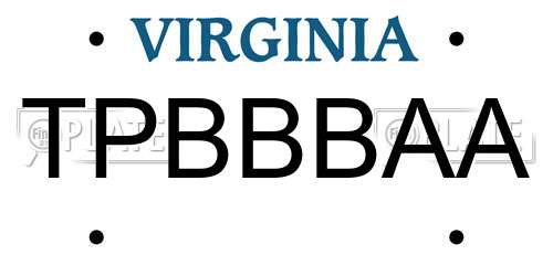 TPBBBAA Virginia License Plate