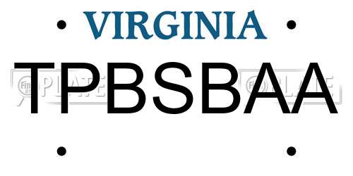 TPBSBAA Virginia License Plate