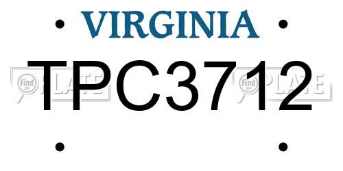 TPC3712 Virginia License Plate
