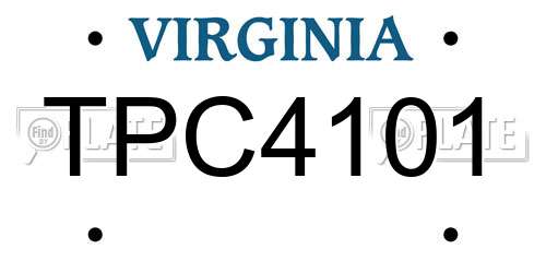 TPC4101 Virginia License Plate