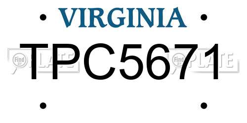 TPC5671 Virginia License Plate