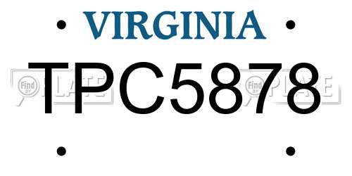 TPC5878 Virginia License Plate