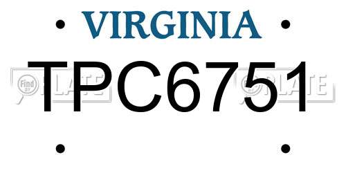 TPC6751 Virginia License Plate