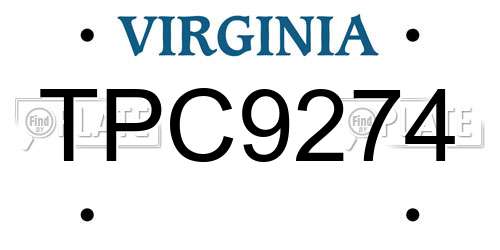 TPC9274 Virginia License Plate