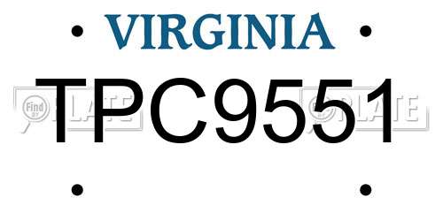 TPC9551 Virginia License Plate