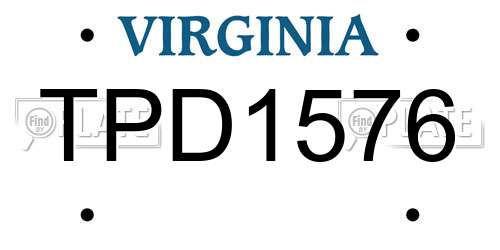 TPD1576 Virginia License Plate