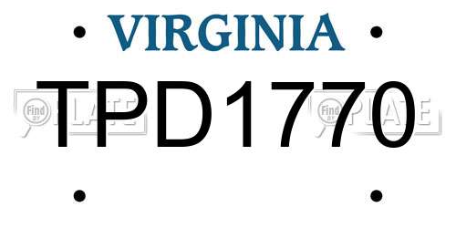 TPD1770 Virginia License Plate