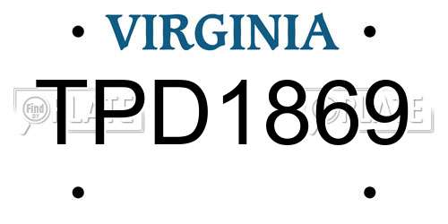 TPD1869 Virginia License Plate