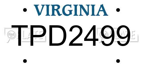 TPD2499 Virginia License Plate