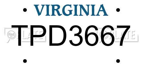 TPD3667 Virginia License Plate
