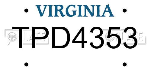 TPD4353 Virginia License Plate