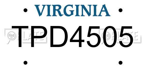 TPD4505 Virginia License Plate