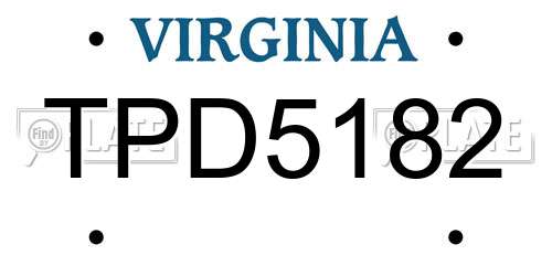 TPD5182 Virginia License Plate