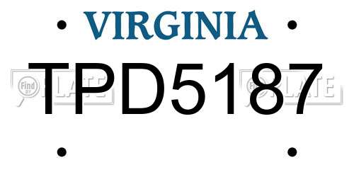 TPD5187 Virginia License Plate